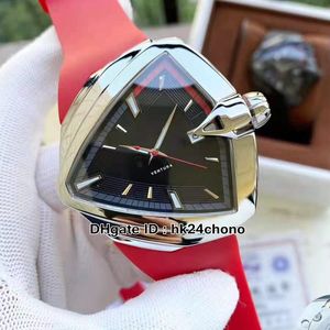 Hight Quality 42mm Ventura Elvis80 Men's Automatic Watch H24551331 H24551131 H24551131 Black Dial Steel Case Data Data Gents Sport Relógios Red Borracha