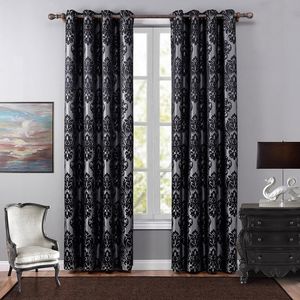 Занавес Drapes Black Jacquard Занавески для гостиной Полиэстер Ткань Окна Панель Роскошные Цветочные Блэка Спальница Жалюзи