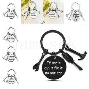 Stainless Steel Keychain Party Favor Engraved Dad Papa Grandpa Tools Key Rings Father Day Gift Creative Father Keyring Men Jewelry Accessories de196