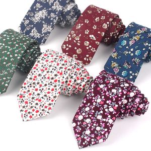 Cotton Ties Fashion Floral Print Neck for Wedding Business Suits Skinny for Men Women Broken Flower Necktie Gravatas