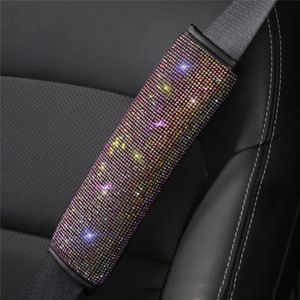 Car Seat Belt Cover Set Shoulders Pads with Bling Rhinestones Crystal 2PCS Universal Safety Seatbelt Strap Protector Auto Interior Accessories