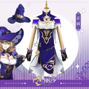 Game Genshin Impact Cosplay Lisa Costume Anime Genshin Impact Lisa Witch Of Purple Rose Cosplay Costume Dzieci Dziecko Sexy Dress Y0903