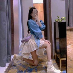 Летние сладкие бежевые высокие талии рюшами торт мини-плиссированные юбка женщины Kawaii Harajuku Lolita Colread TUTU SAIA одежды для подростков 210421