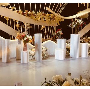 4 ADET Parti Dekorasyon Kağıt Katlanır Silindir Kaide Vitrin Düğün DIY Tatlı Kek Masa Standı Sütunları Için