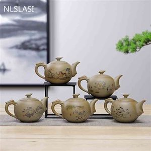 Nlslasi estilo chinês stoare bule conjunto artesanal kettle cerâmico argila conjunto de bule de bule de cerimônia suprimentos 210621