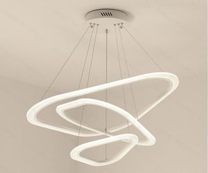 Lampade a sospensione moderne a LED per la casa, soggiorno, sala da pranzo, cucina, camera da letto, plafoniere a sospensione a triangolo bianco