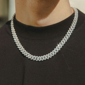 10 mm Diamond Prong Link Chain Halsband 14 K Vitguld Pläterad 2 Rad Icy Cubic Zirconia Smycken 16 tum-24 tum kubansk kedja