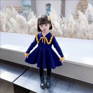 Dresses Girls '2021 Nowa Wiosna I Jesień Koreański Dzieci dziecięcy Dzianie Western Cherry Sweter Sapphire Blue Girl Clothes X0803