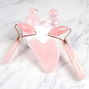 Beauty Face Care Massage Roller Natural Rose Quartz Gua Sha Tool SPA Agopuntura Terapia Body Skin Detox Lift Rassodante Crystal Stone Massager