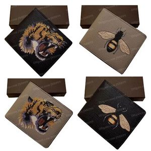 Männer Tier Kurze Brieftasche Leder Schwarz Schlange Tiger Biene Brieftaschen Mode Mann Geldbörse Multi-Karte Offene Kartenhalter geldbörsen Mit Geschenk Box