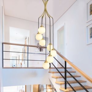 Pendant Lamps Stairwell long chandelier Nordic modern living room creative restaurant lamp rotating G9 glass Hanging Lights