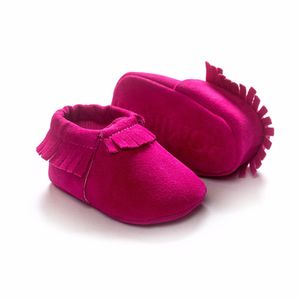Hot Rosa Recém-nascido Sapatos Fringe Moda Handmade Infantil Sapato Menina Bebê Sapata Sapatilhas Sapatilhas Soft Sock Sock 210413