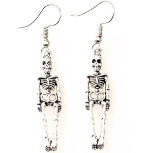 Punk Halloween Vintage Szkielet Czaszka Urok Dangle Kolczyki Dla Kobiet Biżuteria Party Prezenty