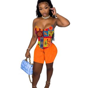 Dopasowanie produktu Trendy Chic Party Night Club Two Piece Stroje dla kobiet Zestawy Ubrania Crop Top Shorts Dressuit 210525