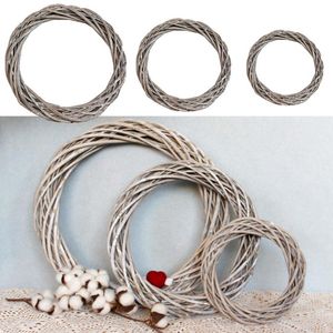 Mirrors 20/25/30cm Christmas Rattan Ring Wreath Wicker Vine Garland Hanging Wedding Grey Artificial Flowers Frame