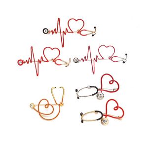 Cute Electrocardiogram Stethoscope Brooch Suit Lapel Pin Multistyle Epidemic Prevention Jewelry Accessories Gift for Doctor Nurse