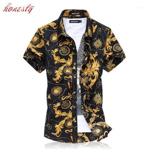 Erkek Casual Gömlek Toptan-Erkekler Kısa Kollu Çiçek Elbise Gömlek Artı Boyutu M-6XLSummer Slim Moda Pamuk Bluz Business Social SL-E5181