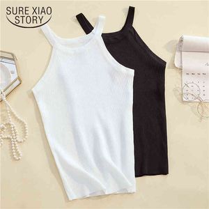Off Shoulder Sexy Backless Tank Summer Clothing O Neck Sleeveless Crop Top White Women Black Casual Basic T Shirt 13644 210415