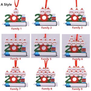 Upgraded Personalized 2021 Christmas Ornaments Decorations Quarantine Survivor Ornament Kit Creative Toys For Mask Snowman Hand Sanitized Family 1-9 DIY Name
