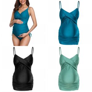 Maternity Swimwear For Womens Bikini Sexy Beach Summer Fashional Solid Color Holiday Strappy Split Style One Piece 30sy Y2