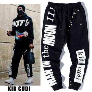 Kid Cudi Księżyc Spodnie dresowe Hip Hop Mężczyźni Kobiety CPFM.xyz Streetwear Wave Point Print Joggers Spodnie Harajuku Fleece Fashion Spodnie G1217