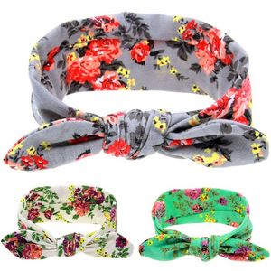 Blomma kanin öron hårband pannband båge knut baby hårhuvudband headwrap baby barn huvudkläder mode