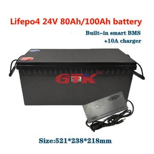 GTK LIFPO4 24V 80 / 100AH ​​Bateria com 80A BMS 2000w para motor elétrico Triciclo RV AGV Ar Condicionado Aquecedor Ups + 10A carregador inteligente