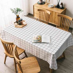 Cotton Linen Waterproof Oilproof plaid el Picnic Table Rectangular circular Covers Home Wedding Dining tablecloth 210626