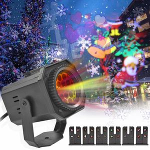 LEDプロジェクターライトエフェクト6スライド交換可能な回転クリスマスレーザーライトスノーフレークスケルトンパターンのクリスマスハロウィーンホリデーパーティーパーティーの装飾