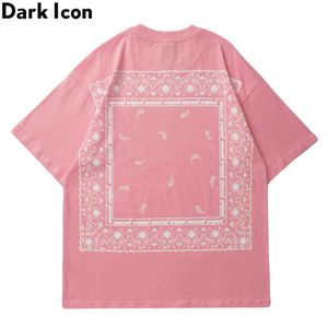 T-shirt Bandana Uomo Estate Allentato Maniche corte Paisley Magliette da uomo Nero Khaki Pink Tee Shirts 210603