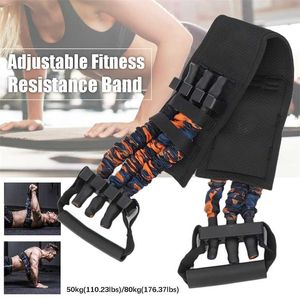 Resistance Band Bench Press Push Up Removable Chest Muscle Builder Arm Expander Home Workouts Gym Fitness Travel Rod 50 80KG 211223