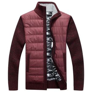 Mäns Tröjor Vinter Fleece Sweater Coat Tjock Patchwork Ull Cardigan Muscle Fit Stickade Jackor Moderna Man Kläder för höst