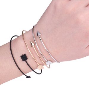 Cor dourada e prata-cor seta simples bangle encantos ajustáveis ​​pulseiras expansíveis pulseiras Q0719