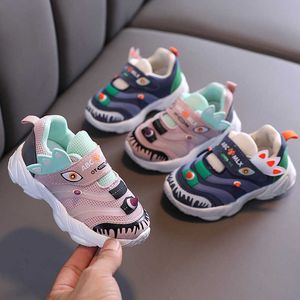 Baby Cartoon Functional Shoes Boys and Girls Höst Soft-Soled Andas Running Skor Kids Söt Dinasour Skor 210713