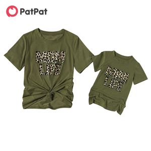 Arrival Summer Leopard Letter Print Dark Green Tops for Mom and Me 210528