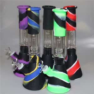 Blagowie silikonowe Perkolatory Perc szklane rury wodne Shisha Hookh Bong Perkolator Tube z Glas Bowl Mini Dąb