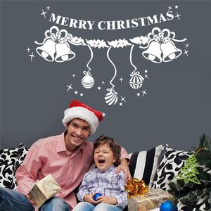 merry christmas bells quotes holidays wall stickers room decor 048. diy vinyl gift home decals festival mual art poster 3.5 210420