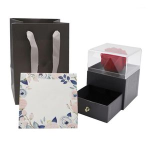 Geschenkpapier, konservierte Rose, Blumen-Design, Ring-Halsketten-Display-Halter, Schmuck-Aufbewahrungsbox, Heimwerkerbedarf