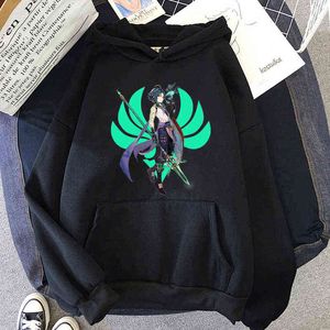 Genshin Impact Xiao Hoodie Übergroßes Sweatshirt Vintage Hoodie Männer/Frauen Kleidung Harajuku Student Anime Casual Basic Langarm Y1213