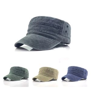 Berretto militare da uomo solido Cappello da sole con protezione solare piatta in stile classico regolabile militare