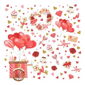 Wall Stickers Valentine's Day Sticker Sweet Love Heart Wedding Party Window Glass Refrigerator Visual Bedroom Decorative Decals