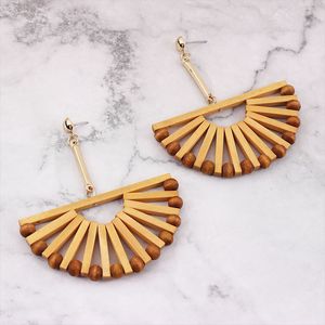 Gold Plated Dangle & Chandelier Earrings Alloy + Wood Jewelry Ear ring E3841