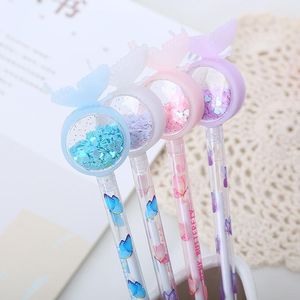 Gel Pens 36 Pcs/lot Kawaii Butterfly Sequins Pen Cute 0.5mm Black Ink Neutral School Writing Supplies Promotional Gift