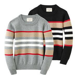Boys stripe knitted pullover kids round collar long sleeve cotton casual tops children all-matching sweater jumper Q3526