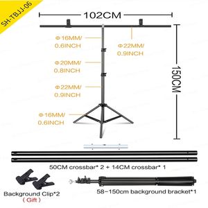 Fotografia T-forma Backdrop Backdrop Frame Frame Kit de sistema de suporte para foto Studio Video Chroma Key Tela verde com suporte