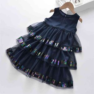 Sommerkleid Sommerkleid Kinderkleidung Pailletten verziert Kuchen Kinder es für Mädchen Party es 210528