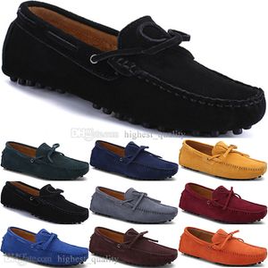 027 Neue Mode Herren Freizeitschuhe Leder Britischer Stil Frühling Paar Echte Erbsen Peeling Männer Fahren Fauler Mann Überschuhe Outdoor Bequem Atmungsaktiv Schwarz Gelb