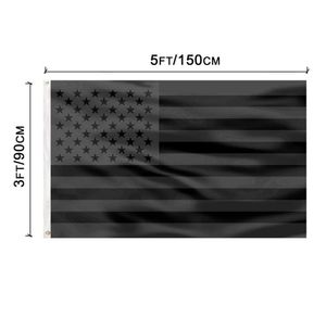 3x5ft Black American Flag Polyester No Quarter Will Be Given US USA Historical Protection Banner Flags Double-Sided Indoor Outdoor SN2741