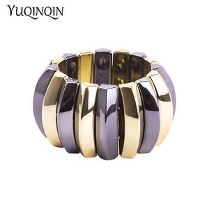 Classic Resin Cuff Fashion Bracelet Bangles for Women Stretch Colourful Acrylic Wide Bracelets Female Simple Charm Gifts Jewelry Q0719