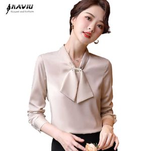 Camisa Chiffon Mulheres Design Profissional Temperamento Manga Longa Outono Solto Bow Collar Blusas Casuais Escritório Senhoras Tops Formal 210604